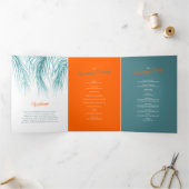 ティール（緑がかった色）ブルーオレンジ色の熱帯パームの水結婚色の 三つ折りプログラム (内部)