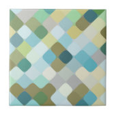 ティール(緑がかった色)ブルーオークレマスタードイエローラウンドスクエアアート タイル (正面)