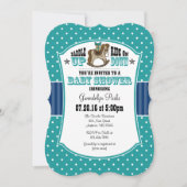 ティール（緑がかった色）ブルーカウボーイベビーシャワー招待状 招待状 (正面)