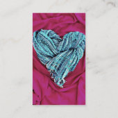 ティール（緑がかった色）ブルーカッコいいハートオンホットピンクファブリックラブリー 名刺 (裏面)