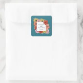 ティール(緑がかった色)ブルーカラフルと花封筒用シール スクエアシール (バッグ)