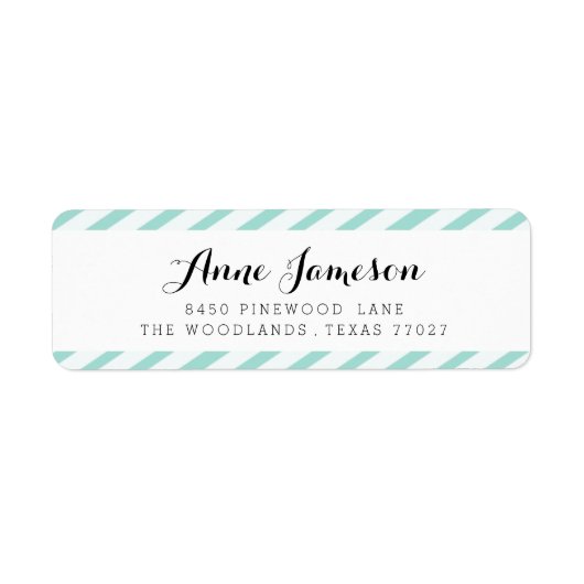 ティール（緑がかった色）ブルーカーニバルストライプ住所 シール (正面)
