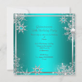 ティール(緑がかった色)ブルーキンセアニェラウィンターワンダーランドスノーフレーク 招待状 (裏面)