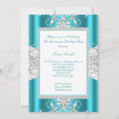 ティール(緑がかった色)ブルーキンセアニェラ15thバースデーパーティティアラ 招待状 (裏面)