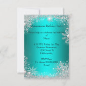 ティール（緑がかった色）ブルーキンセアニェラ15thバースデーパーティー 招待状 (裏面)