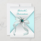 ティール(緑がかった色)ブルーキンセアニェラ 招待状 (正面)