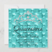 ティール(緑がかった色)ブルーキンセアニラお祝い15th誕生日 招待状 (正面)