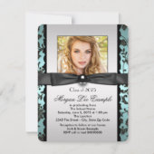 ティール(緑がかった色)ブルークラス2015卒業発表 招待状 (正面)