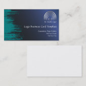 ティール(緑がかった色)ブルークレセントムーンロゴ 名刺 (正面/裏面)