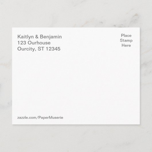 ティール（緑がかった色）&ブルーグラデーションウォーター婚約パーティ2 インビテーションポストカード (裏面)