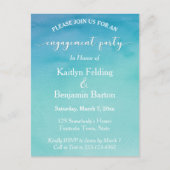 ティール（緑がかった色）&ブルーグラデーションウォーター婚約パーティ2 インビテーションポストカード (正面)