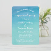 ティール(緑がかった色)&ブルーグラデーションウォーター婚約パーティ 招待状 (スタンド正面)