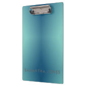 ティール（緑がかった色）ブルーグラデーションシンプルのプレーンパーソナライズ独自の名前 クリップボード (左)