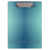ティール（緑がかった色）ブルーグラデーションシンプルのプレーンパーソナライズ独自の名前 クリップボード (正面)