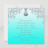 ティール(緑がかった色)ブルーグラデーションスウィート16パーティー 招待状 (裏面)