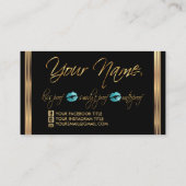 ティール（緑がかった色）ブルーグリッターと金ゴールド 名刺 (裏面)