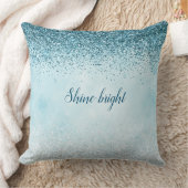 ティール（緑がかった色）ブルーグリッターグリッツスパークルグラム クッション (ブランケット)