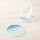 ティール(緑がかった色)ブルーグリッターグリッツスパークルグラム コースター (側面)