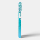 ティール(緑がかった色)ブルーグリッタードリップアクアシーグリーンモノグラム Case-Mate iPhoneケース (裏面 / 右)