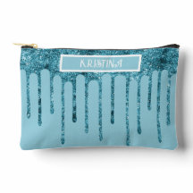 ティール（緑がかった色）ブルーグリッタードリップスオンスカイブルースモール