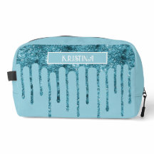 ティール（緑がかった色）ブルーグリッタードリップスオンスカイブルートイレタリーバッグ