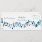 ティール(緑がかった色)ブルーグリッターミュージックロング結婚式招待状 招待状 (正面/裏面)