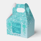 ティール(緑がかった色)ブルーグリッター&リボン18誕生日 フェイバーボックス (裏面サイド)