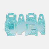 ティール(緑がかった色)ブルーグリッター&リボン18誕生日 フェイバーボックス (折り畳みなし)