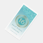 ティール（緑がかった色）ブルーグリッター&金ゴールドスウィート16 モノグラムの (コーナー)