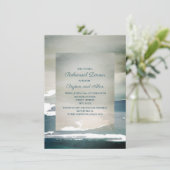 ティール(緑がかった色)ブルーグリーンウォーターカラーリハーサルディナー 招待状 (スタンド正面)