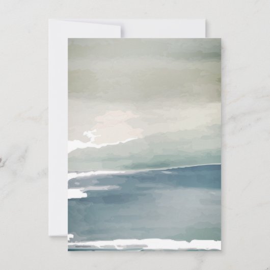 ティール（緑がかった色）ブルーグリーンウォーターカラーリハーサルディナー 招待状 (裏面)