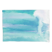 ティール(緑がかった色)ブルーグリーンウォーター色のストライプ 枕カバー (正面左)