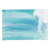 ティール(緑がかった色)ブルーグリーンウォーター色のストライプ 枕カバー (正面右)