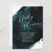 ティール（緑がかった色）ブルーグリーンウォーター色ベビーシャワー 招待状 (正面)