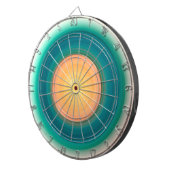 ティール（緑がかった色）ブルーグリーンオレンジイエローピンク ダーツボード (正面右)
