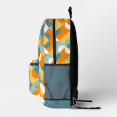 ティール(緑がかった色)ブルーグリーンオレンジミッドセンチュリーサークル プリントバックパック (右)