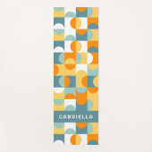 ティール(緑がかった色)ブルーグリーンオレンジミッドセンチュリーサークル ヨガマット (正面)