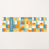 ティール(緑がかった色)ブルーグリーンオレンジミッドセンチュリーサークル ヨガマット (正面(横))