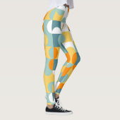 ティール（緑がかった色）ブルーグリーンオレンジミッドセンチュリーサークル レギンス (右)