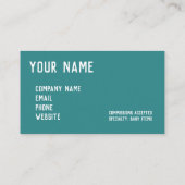 ティール（緑がかった色）ブルーグリーンクロシェのチャート 名刺 (裏面)