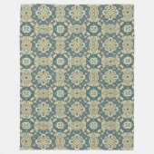 ティール(緑がかった色)ブルーグリーングレーオークレーお尻ボヘミアンバリアート フリースブランケット (正面)