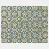 ティール(緑がかった色)ブルーグリーングレーオークレーお尻ボヘミアンバリアート フリースブランケット (正面(横))