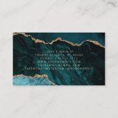 ティール(緑がかった色)ブルーグリーンゲート金ゴールドグリッターラグジュアリー 名刺 (裏面)