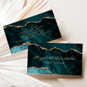 ティール(緑がかった色)ブルーグリーンゲート金ゴールドグリッターラグジュアリー 名刺