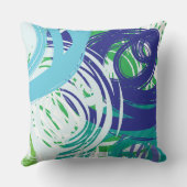 ティール（緑がかった色）ブルーグリーンスパイラルデザインレトロ装飾用クッション クッション (裏面)