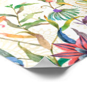 ティール（緑がかった色）ブルーグリーンセリーズフローラ孔雀ウェルカム ポスター (角)