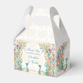 ティール（緑がかった色）ブルーグリーンセリーズフローラ孔雀 フェイバーボックス (正面サイド)