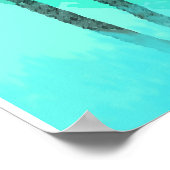 ティール(緑がかった色)ブルーグリーンビーチサイドツリーズウォーター抽象芸術 ポスター (角)