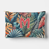 ティール(緑がかった色)ブルーグリーンピンクオレン離れジアートパターン アクセサリーポーチ (正面)