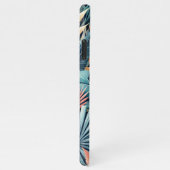 ティール(緑がかった色)ブルーグリーンピンクオレン離れジアートパターン iPhoneケース (右側)